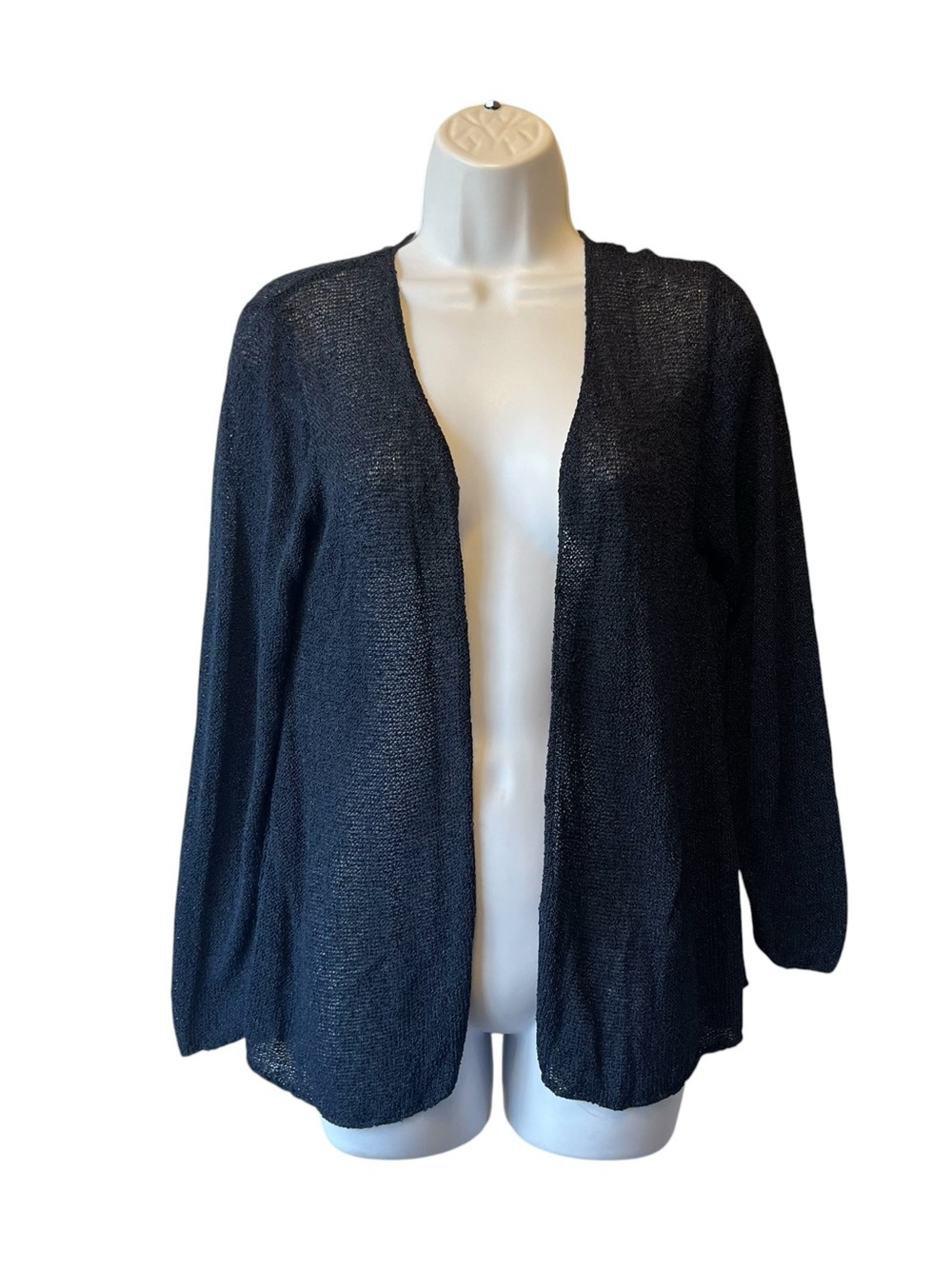 Harari VTG cardigan sweater Dark blue M Open knit Y2K Viscose Long sleeve Womens
